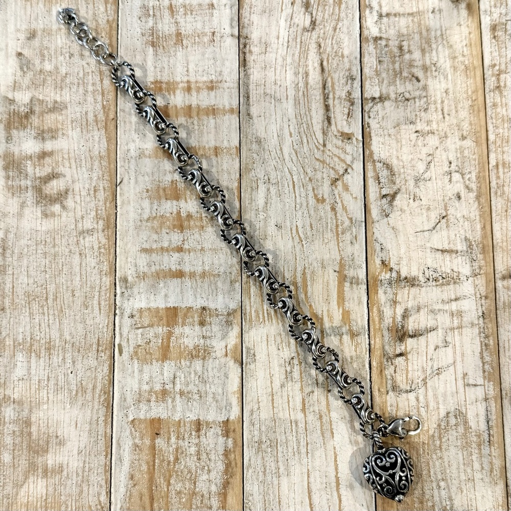 Brighton Designer Silver Bibi Heart Bracelet size 7.5 inches
